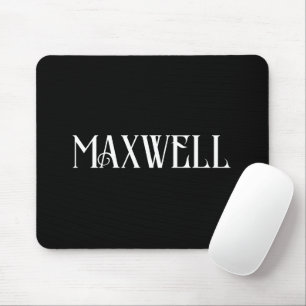 Bold Modern White Letter Personalized Family Name  Mouse Pad