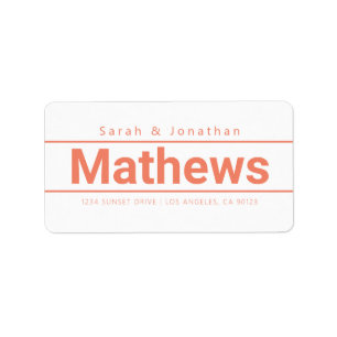 Bold Modern White & Salmon Return Address Label