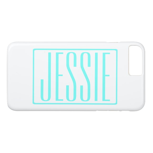 Bold & Modern Your Name or Word | Turquoise White Case-Mate iPhone Case (Back (Horizontal))