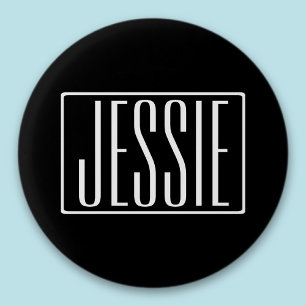 Bold & Modern Your Name or Word   White On Black 1 Inch Round Button