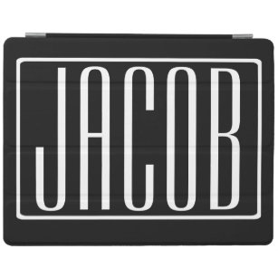 Bold & Modern Your Name or Word   White On Black iPad Cover