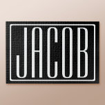 Bold & Modern Your Name or Word | White On Black Jigsaw Puzzle<br><div class="desc">Bold & modern.</div>