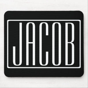 Bold & Modern Your Name or Word White On Black Mouse Pad