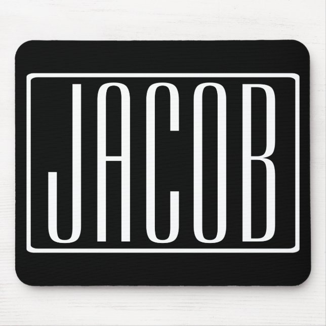 Bold & Modern Your Name or Word | White On Black Mouse Pad (Front)