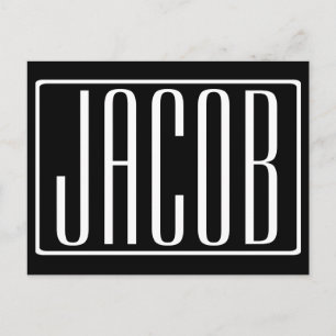 Bold & Modern Your Name or Word White On Black Postcard
