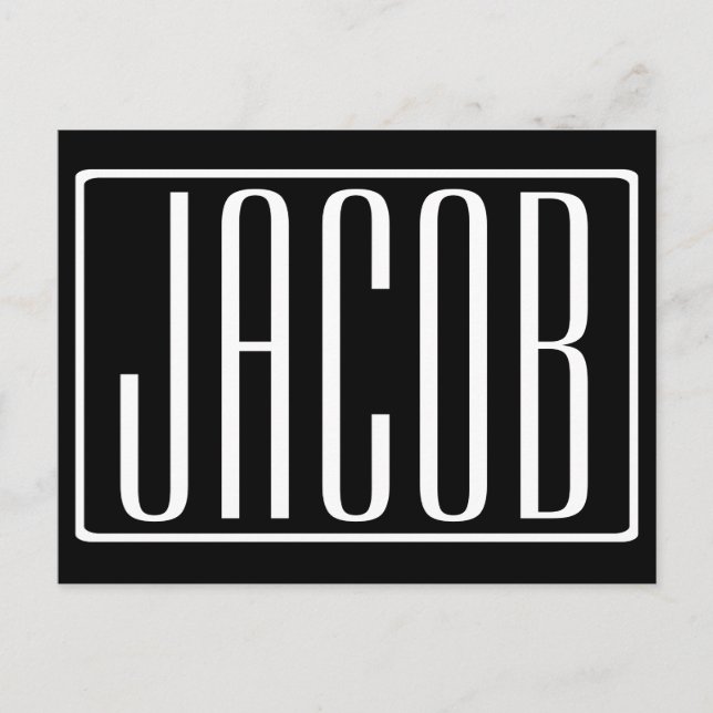 Bold & Modern Your Name or Word | White On Black Postcard (Front)