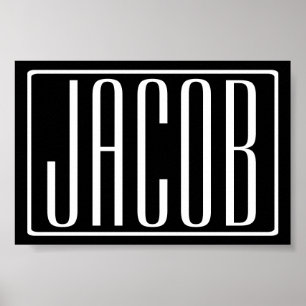 Bold & Modern Your Name or Word   White On Black Poster