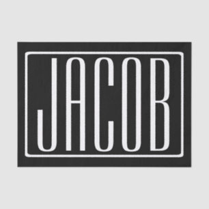 Bold & Modern Your Name or Word   White On Black Tissue Paper