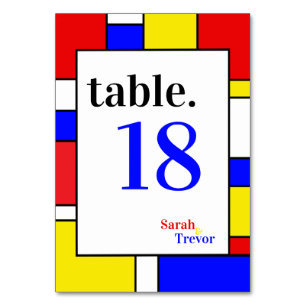 Bold Mondrian Inspired Retro Geometric Art Table Number