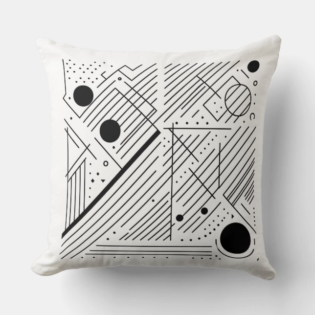 Bold Monochrome Geometry Throw Pillow (Front)