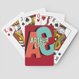 Bold Monogram add name and initials on red Playing Cards