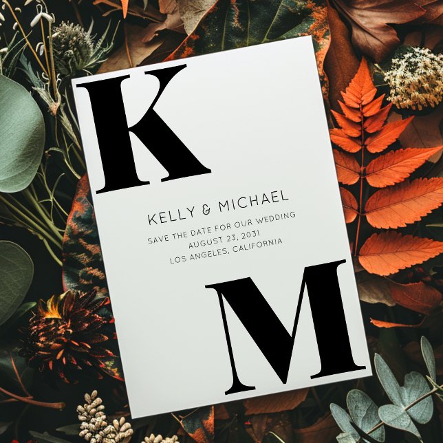 Bold Monogram Black Initials Modern Photo Wedding Save The Date (Creator Uploaded)