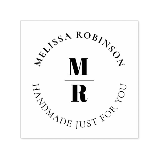 Bold Monogram Chic Handmade Circle Text Self-inking Stamp (Design)