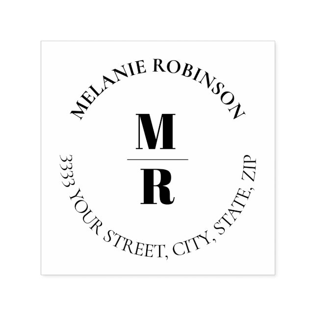 Bold Monogram Circle Return Address Self-inking Stamp (Design)