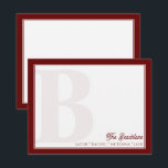 Bold Monogram Dark Red Family Stationery Card<br><div class="desc">This design features a bold, faded monogram in the background and space for a name/text on the bottom. Click the customize button if you would like to adjust the design elements and/or further modify the text! Variations of this design, additional colours, as well as coordinating products are available in our...</div>