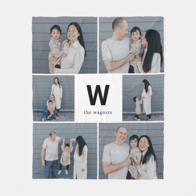 Bold Monogram Editable Colour Custom Photo Blanket (Front)