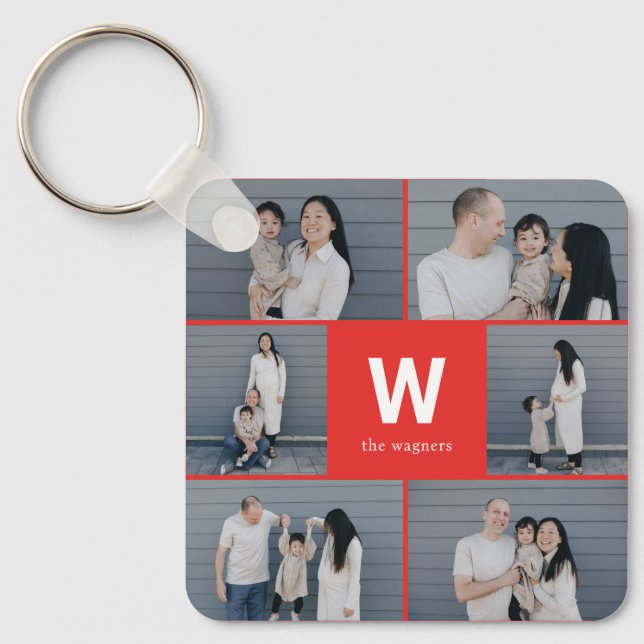 Bold Monogram Editable Colour Custom Photo Keychai Keychain (Front)