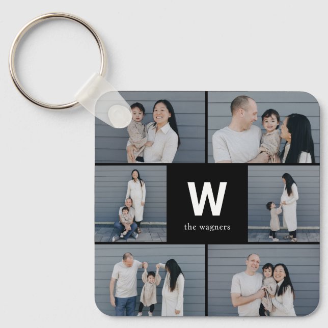 Bold Monogram Editable Colour Custom Photo Keychai Keychain (Front)