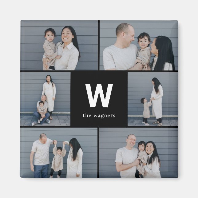 Bold Monogram Editable Colour Modern Photo Magnet (Front)