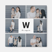 Bold Monogram Editable Colour Modern Photo Magnet