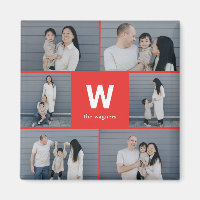 Bold Monogram Editable Colour Modern Photo Magnet