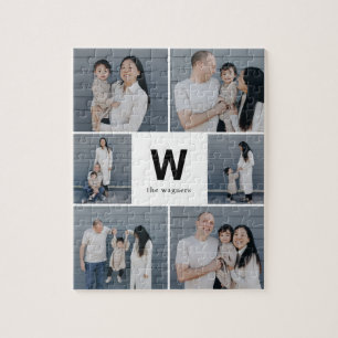 Bold Monogram Editable Colour Photo Collage Puzzle