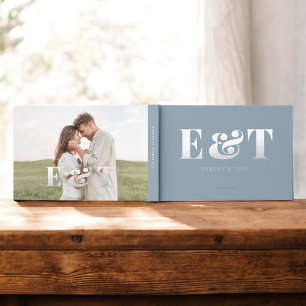 Bold Monogram Elegant Photo Wedding Guest Book