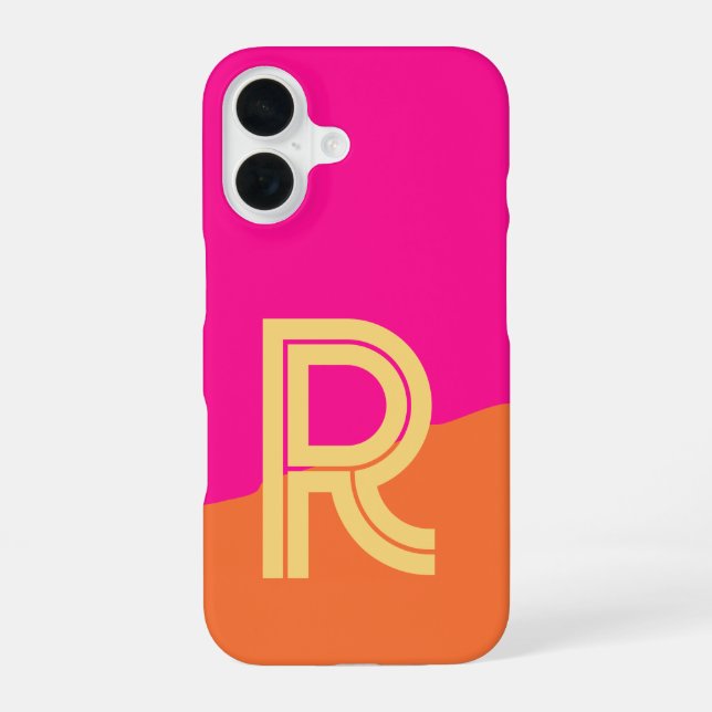 Bold Monogram Hot Pink Orange iPhone 16 Case (Back)