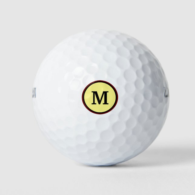 Bold Monogram in Two Circles and Yellow background Golf Balls (Front)