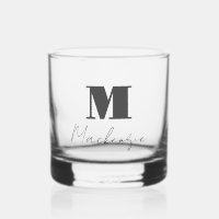 Bold Monogram Initial Fancy Script Custom Whiskey