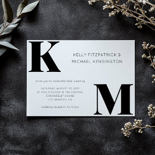 Bold Monogram Initials Modern Minimal Wedding Invitation