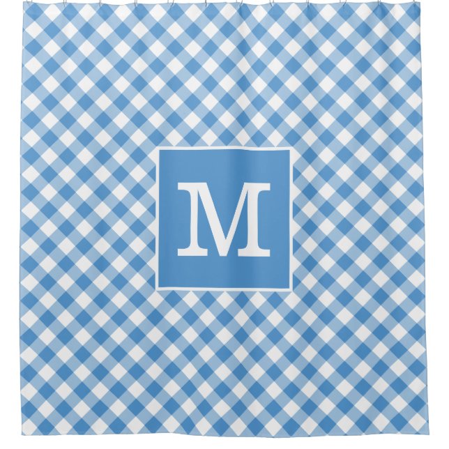 Bold Monogram Light Blue and White Gingham Pattern (Front)