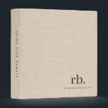 Bold Monogram Minimal Beige Linen Texture Binder<br><div class="desc">Bold Monogram Minimal Beige Linen Texture,  Fabric Binders,  Linen Binders</div>