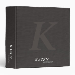Bold Monogram Minimalist Linen Fabric Construction Binder