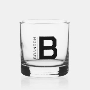 Bold Monogram Name Custom Colour Whiskey Glass