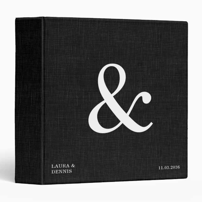 Bold Monogram Personalized Wedding Album Linen Binder (Front/Spine)