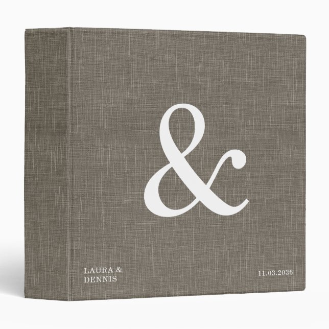 Bold Monogram Personalized Wedding Album Linen Binder (Front/Spine)