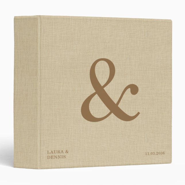Bold Monogram Personalized Wedding Album Linen Binder (Front/Spine)