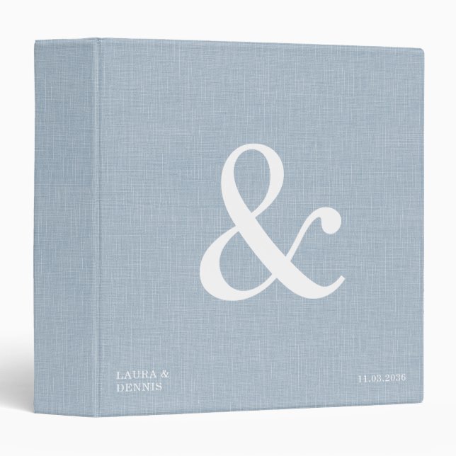 Bold Monogram Personalized Wedding Album Linen Binder (Front/Spine)