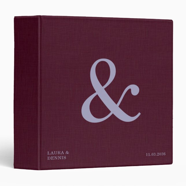 Bold Monogram Personalized Wedding Album Linen Binder (Front/Spine)