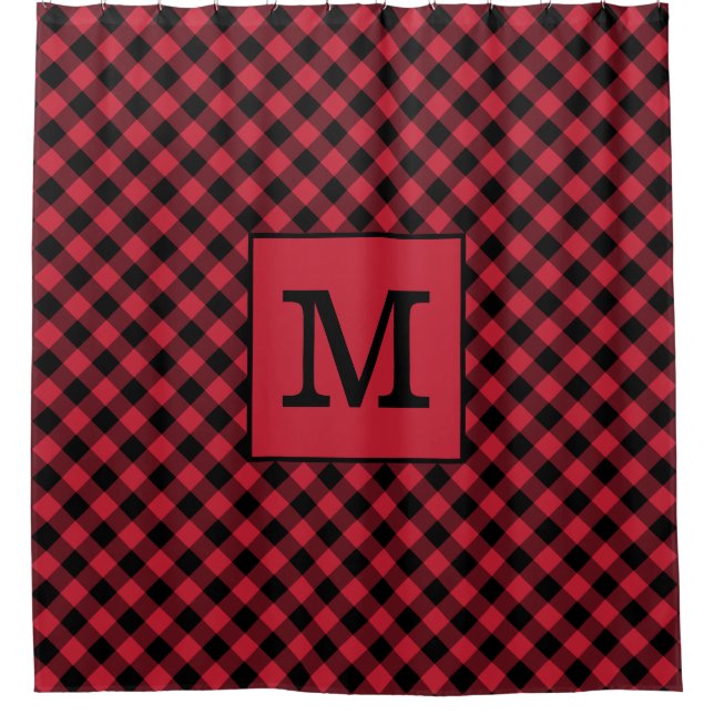 Bold Monogram Red and Black Buffalo Check Pattern (Front)