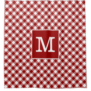 Bold Monogram Red and White Gingham Pattern