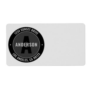 Bold Monogram & Return Address Etc.   Black & Grey