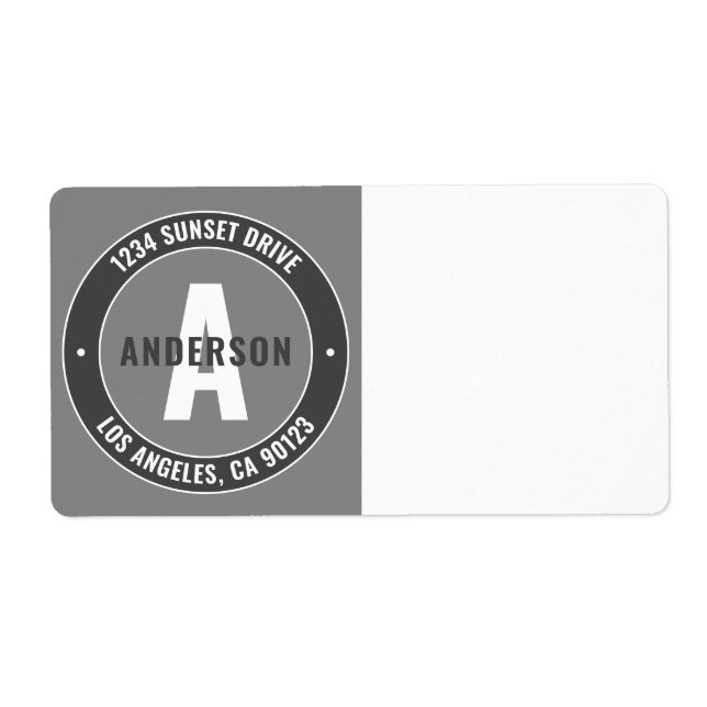 Bold Monogram & Return Address Etc. | Grey & White (Front)