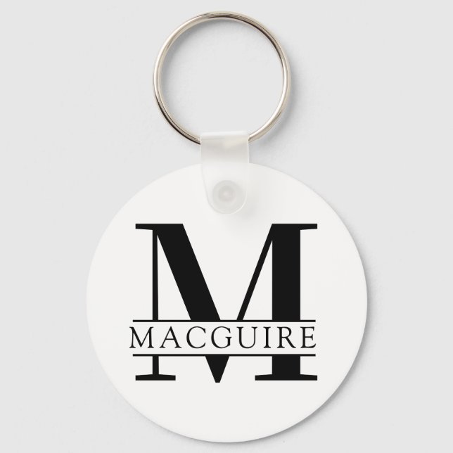 Bold Monogram with Name | White Keychain (Front)
