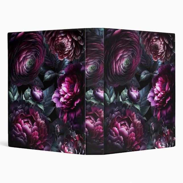 Bold Moody Flowers Black Enchanted Floral Garden Binder (Background)