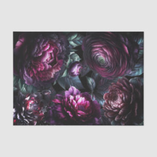 Bold Moody Flowers Black Enchanted Floral Wedding Tissue Paper