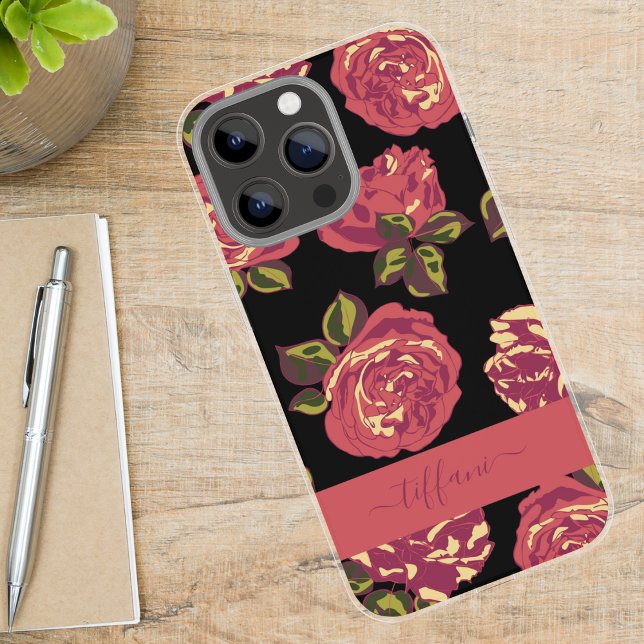 Bold Moody Girly Pink Roses in Bloom Case-Mate iPhone Case (Creator Uploaded)