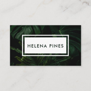 Bold moody Monstera leaves tropical greens Busines Business Card