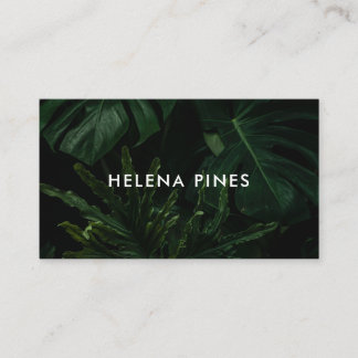 Bold moody Monstera leaves tropical greens Business Card